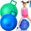Lewtemi 2 Pcs 22 Inch Big Bouncing Ball with Handle Jumping Hopper Bouncy Ball for Adults Exercise and Air Pump for Outdoor Sports Game (Blue, Green) view 1