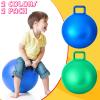 Lewtemi 2 Pcs 22 Inch Big Bouncing Ball with Handle Jumping Hopper Bouncy Ball for Adults Exercise and Air Pump for Outdoor Sports Game (Blue, Green) view 3