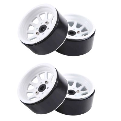 4PCS Metal Alloy 1.9 Beadlock Wheel Rims for 1:10 RC Crawler for Axial SCX10 AXI03007 90046 TRX4 for Redcat GEN8 (White)