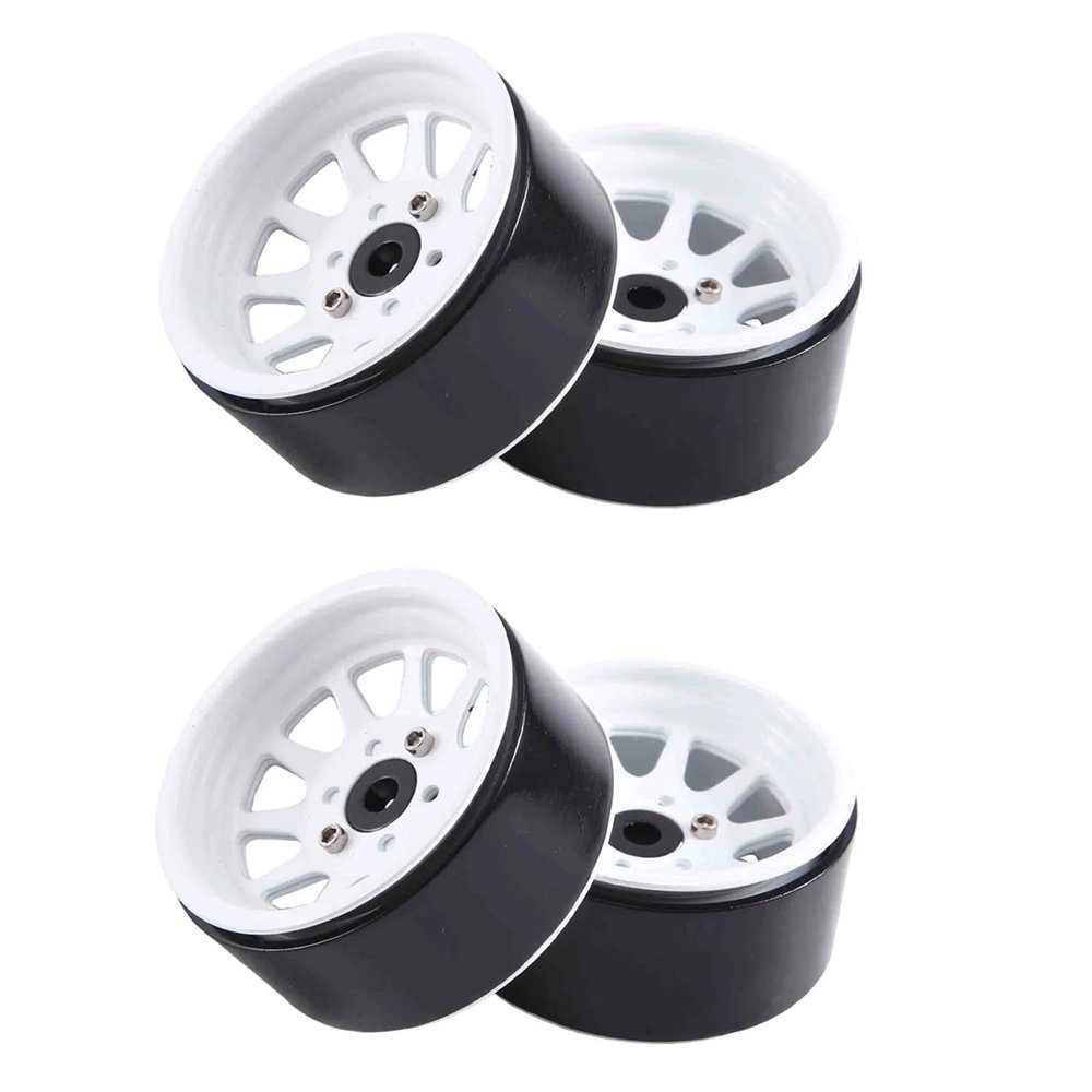 4PCS Metal Alloy 1.9 Beadlock Wheel Rims for 1:10 RC Crawler for Axial SCX10 AXI03007 90046 TRX4 for Redcat GEN8 (White)