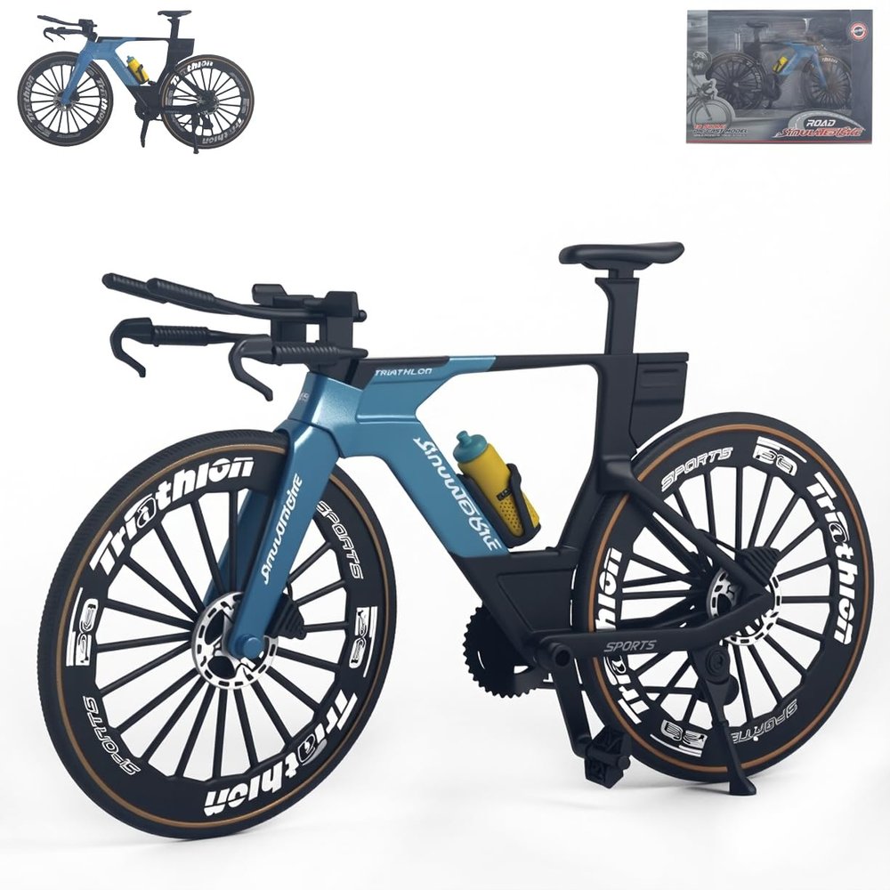 1:8 Scale Road Race Bike Toy Racing Bicycle Die-Cast DS Mini Road Finger Rider Bicycle Model Desktop Decoration DH Alloy Bike Action Figurine Toy for Cake Topper Crafts (Blue)