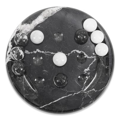 EARTHEN CRAFTS Marble Tic Tac Toe Board Game 6 Inches Black & White Balls, Cute Decorative Board Game for Family, Ideal for Game Night, Home Decor & Coffee Table Decor