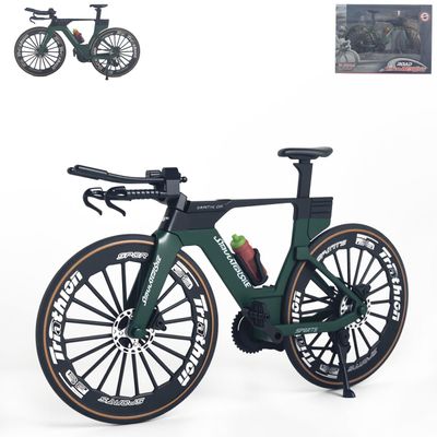 1:8 Scale Road Race Bike Toy Rider Racing Bicycle Die-Cast DS Mini Road Diecast Sport Finger DH Bicycle Model Desktop Decoration DH Alloy Bike Action Figurine Toy for Cake Topper Crafts (Green)