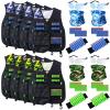 Sosation 8 Sets Kids Tactical Vest Compatible with Nerf Party Favor Accessories, Face Mask Wrist Ammo Holder Toy Gift Supplies Boys (Green and Blue) view 1