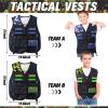 Sosation 8 Sets Kids Tactical Vest Compatible with Nerf Party Favor Accessories, Face Mask Wrist Ammo Holder Toy Gift Supplies Boys (Green and Blue) view 2