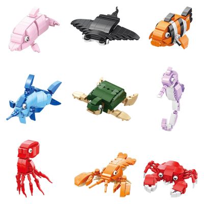 APENGBAOL 9 Packs Ocean Animals Building Sets,Party Favors for Kids Goodie Bags,Sea Animals Mini Building Blocks for Birthday Party Gift,Goodie Bags, Prize,Cake Topper