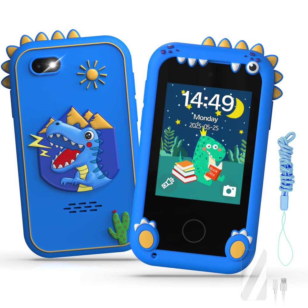 Kids Smart Phone Toys for Boys,Christmas Birthday Gifts for Girls Age 3-10 Kids Cell Phone Toys with 2.8" Touchscreen 20 Learning Games Dual Camera Music Player, 8G SD Card