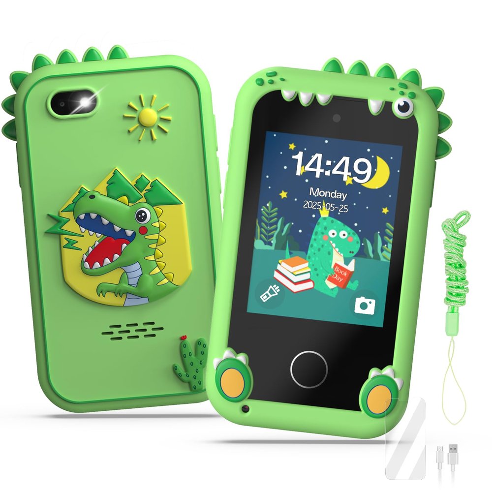 Kids Smart Phone Toys for Girls,Christmas Birthday Gifts for Girls Age 3-10 Kids Cell Phone Toys with 2.8" Touchscreen 20 Learning Games Dual Camera Music Player, 8G SD Card