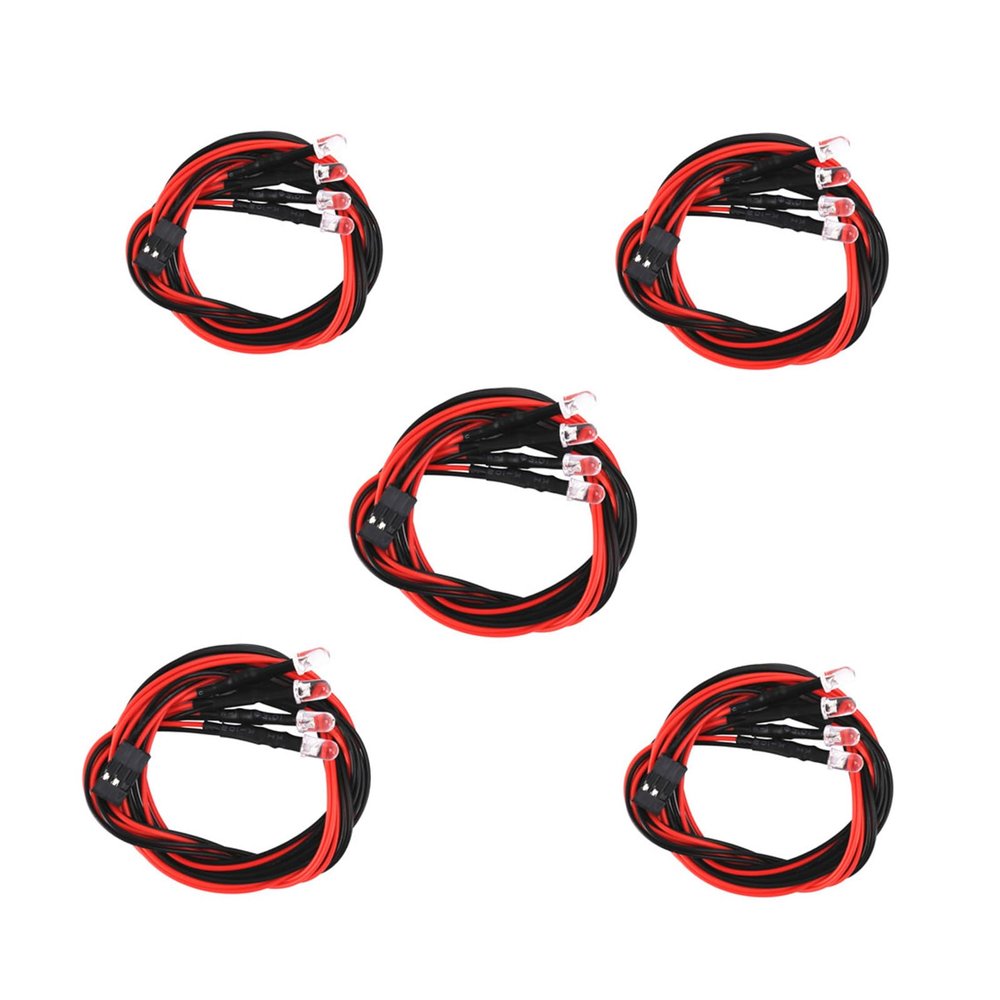 5mm LED Lights for Remote Control Vehicle 2 White 2 Redness Easy Install LED Lighting Set for Car Enthusiasts