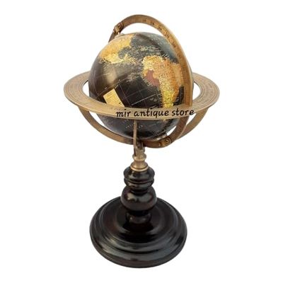 Antique Style Nautical Brass Armillary Sphere World Globe Astrolabe Mounted on Metal Base - Perfect Decor Accent for Office and Gift
