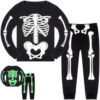 HONGTEYA Kids Halloween Costumes, Long sleeve Clothes for Boys 100% Cotton Toddler Pumpkin Skeleton Outfit Size 3T-7 Years