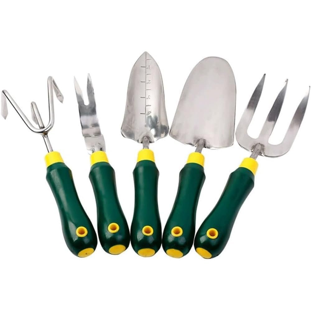 Garden Tools,Garden Trowel Garden Tool Set, 5 Piece Heavy Duty Steel Gardening Tools Kit with Non-Slip Handle, Gardening Gifts for Women Men