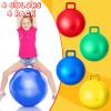 Lewtemi 4 Pcs 22 Inch Hopper Ball Carnival Outdoor Games Jumping Hopping Inflatable Bouncing Ball with Handle and Air Pump for Adult Sport Exercise(Bright Colors) view 3