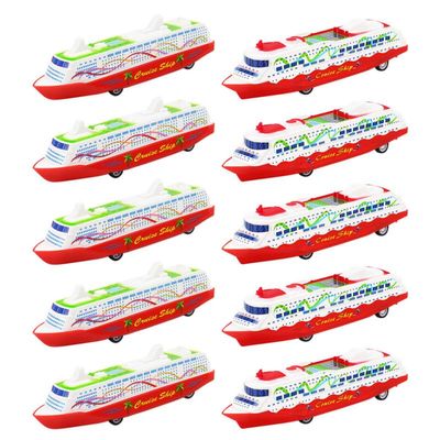Yardwe 10Pcs Pull Back Cruise Ship Toys for Kids Toddler Gliding Boat Toys Educational Plastic Steamship Model Set for Hand-Eye Coordination and Creative Play