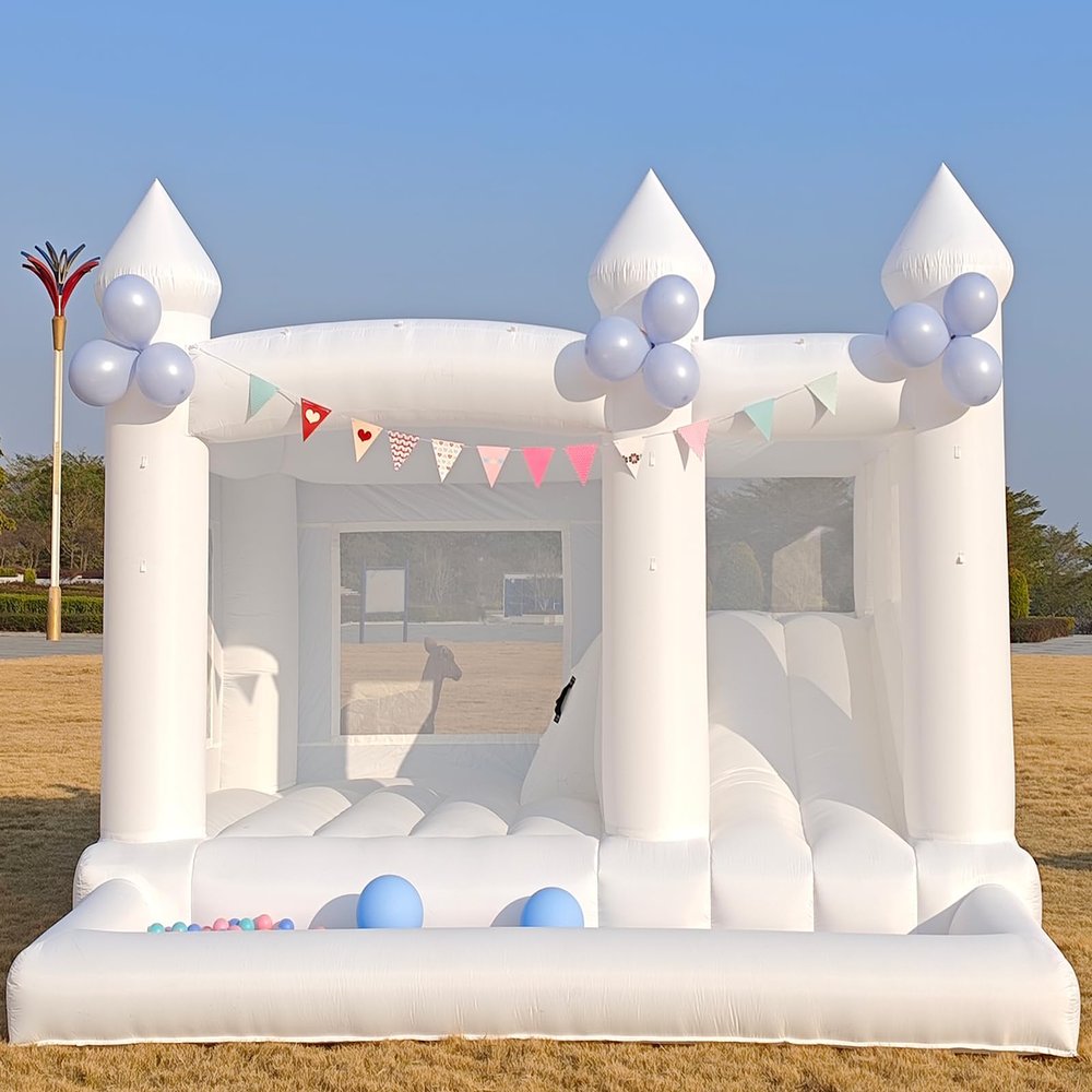 13FT White Bounce House Castle with Ball Pits and Slides Bounce House for Big Kids Thickening Oxford Inflatable Bounce House Inflatable Party Supplies/Holiday DecorationsIncluding Blower
