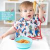 Bumkins - Silicone Grip Bowl, Fork & Spoon & Lid - For Ages 18 Months+ - Suction Base - 100% Food-Safe Silicone - Oven, Microwave, Freezer, & Dishwasher Safe - Blue view 4