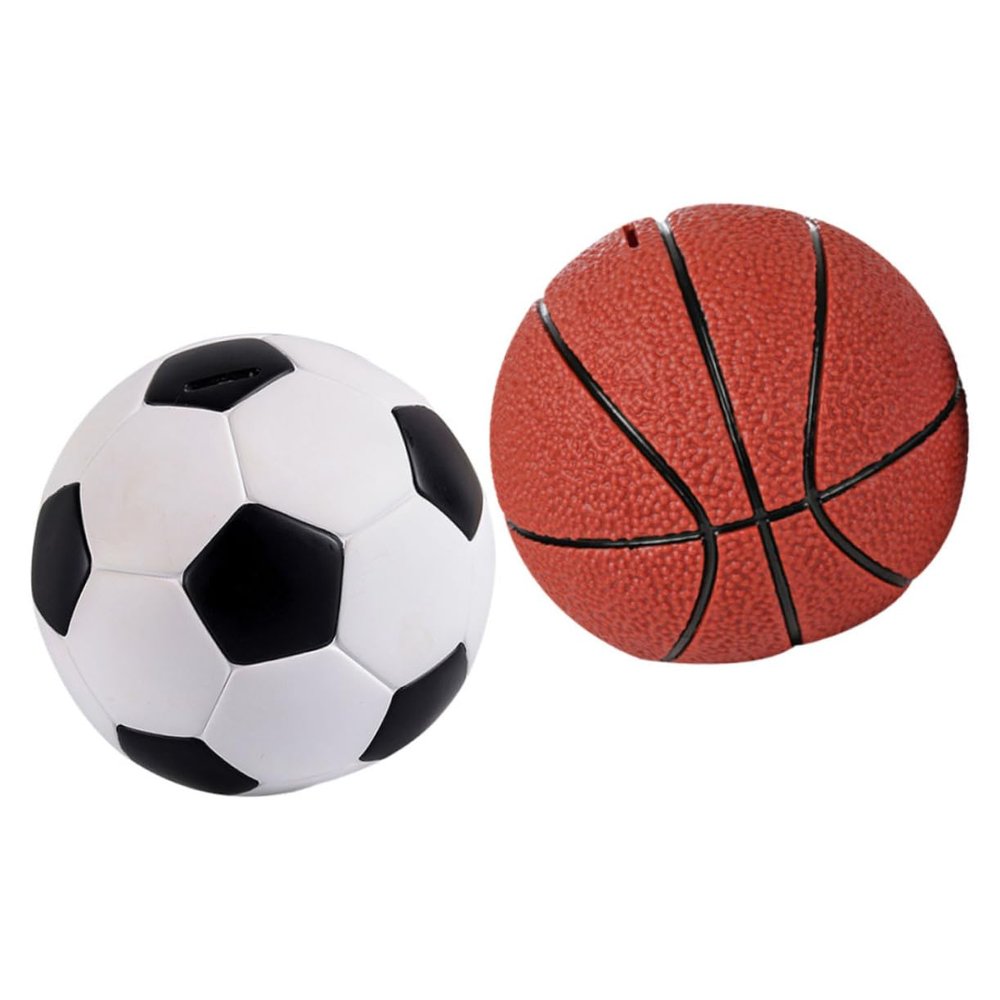 Abaodam 2pcs Boy Girl Football Basketball Piggy Bank Cute Shatterproof Container for Boys Boy Girl Savings Jar for Sports Fans Money Box for Boys and Girls