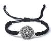 Men Braided Bracelet Lion Head Adjustable Black Rope Bracelets&Bangles Yoga Pulseira,White,16-28cm view 3