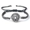 Men Braided Bracelet Lion Head Adjustable Black Rope Bracelets&Bangles Yoga Pulseira,White,16-28cm view 4
