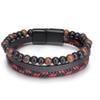 ZYIBPMSJKQCFK Hand-woven Men's Bracelet Natural Tiger Eye Stone Leather Bangles Volcano Stone Beaded Male Bracelet,black,21cm view 2