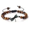 ZYIBPMSJKQCFK Dragonfly Beaded Bracelets For Women Men 6mm Handmade Tiger Eye Lava Stone Bangles Adjustable Rope Braided Bracelet,Tiger Eye,17-29m view 1