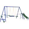 616 lbs Heavy-Duty 5-in-1 Kids Outdoor Swing Set  A-Frame Steel Playset w/Saucer Swing, Slide, Seesaw, Glider & Swing Seat  Durable Backyard Playground Equipment for Toddlers & Children Blue view 1