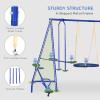 616 lbs Heavy-Duty 5-in-1 Kids Outdoor Swing Set  A-Frame Steel Playset w/Saucer Swing, Slide, Seesaw, Glider & Swing Seat  Durable Backyard Playground Equipment for Toddlers & Children Blue view 4