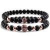 2pcs/set Bracelet Men Natural Stone Micro-inlaid Zircon Ball Beaded Bracelets For Women Yoga,golden,19cm view 4