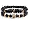 2pcs/set Bracelet Men Natural Stone Micro-inlaid Zircon Ball Beaded Bracelets For Women Yoga,Black,19cm view 2