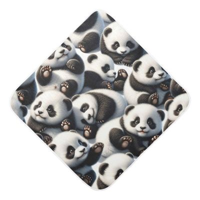 Flradish Panda Pattern Hooded Baby Towels Soft and Ultra Absorbent Muslin Cotton Baby Bath Towel 35x35 Inch