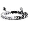 8mm Black White Beads Braided Bracelets Bangles Women Men Yoga Natural Agates Lava Stone Handmade Bracelet,Hematite,17-27cm view 1