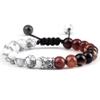 8mm Black White Beads Braided Bracelets Bangles Women Men Yoga Natural Agates Lava Stone Handmade Bracelet,Hematite,17-27cm view 2