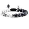 8mm Black White Beads Braided Bracelets Bangles Women Men Yoga Natural Agates Lava Stone Handmade Bracelet,Hematite,17-27cm view 3