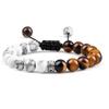 8mm Black White Beads Braided Bracelets Bangles Women Men Yoga Natural Agates Lava Stone Handmade Bracelet,Hematite,17-27cm view 4