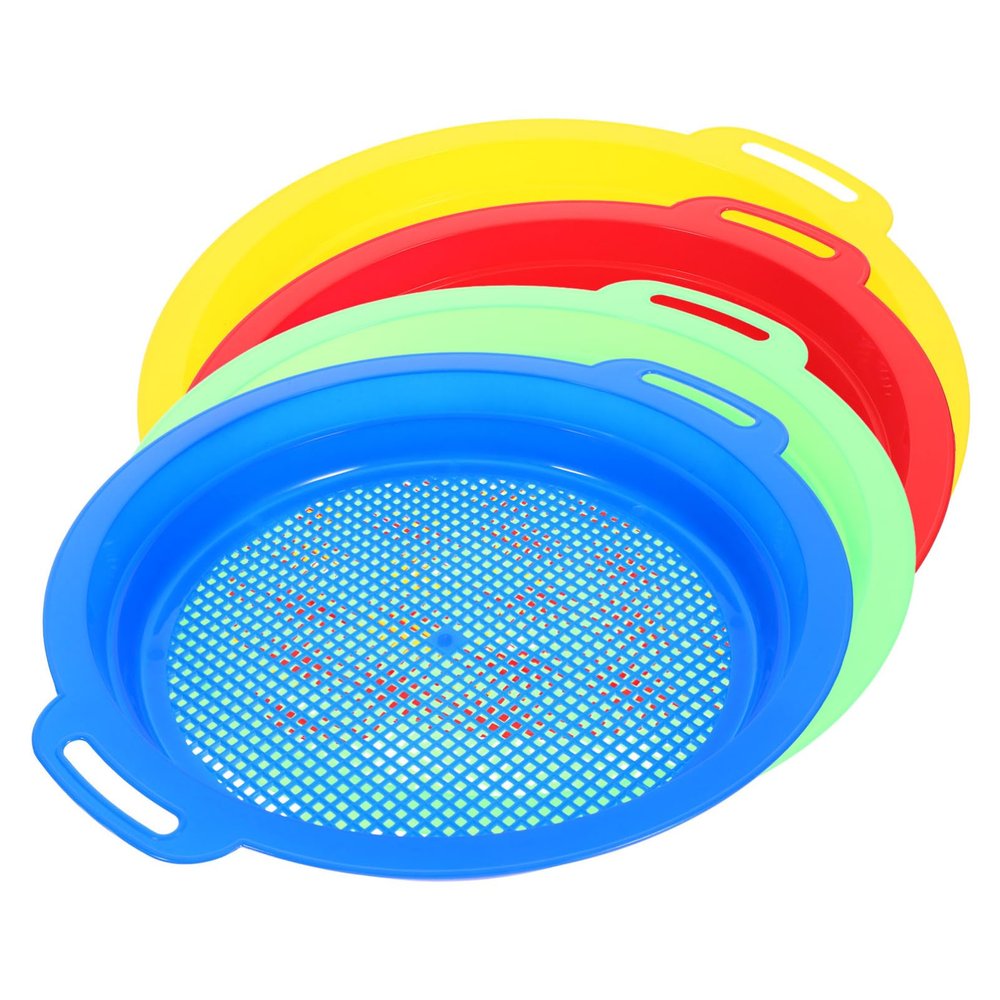 Abaodam 4pcs Boy Girl Beach Toys Lightweight Plastic Sand Sieves Fine Mesh Design for Filtering Sand Stones for Beach Play Backyard Activities