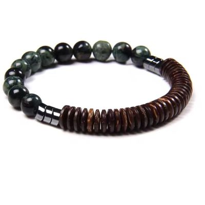 8 Mm Natural Stone Round Beads Coconut Wood Flake Bracelets Lava Stone Wooden Bead Male Bracelet Men,African Stone,23cm