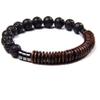 8 Mm Natural Stone Round Beads Coconut Wood Flake Bracelets Lava Stone Wooden Bead Male Bracelet Men,African Stone,23cm view 2