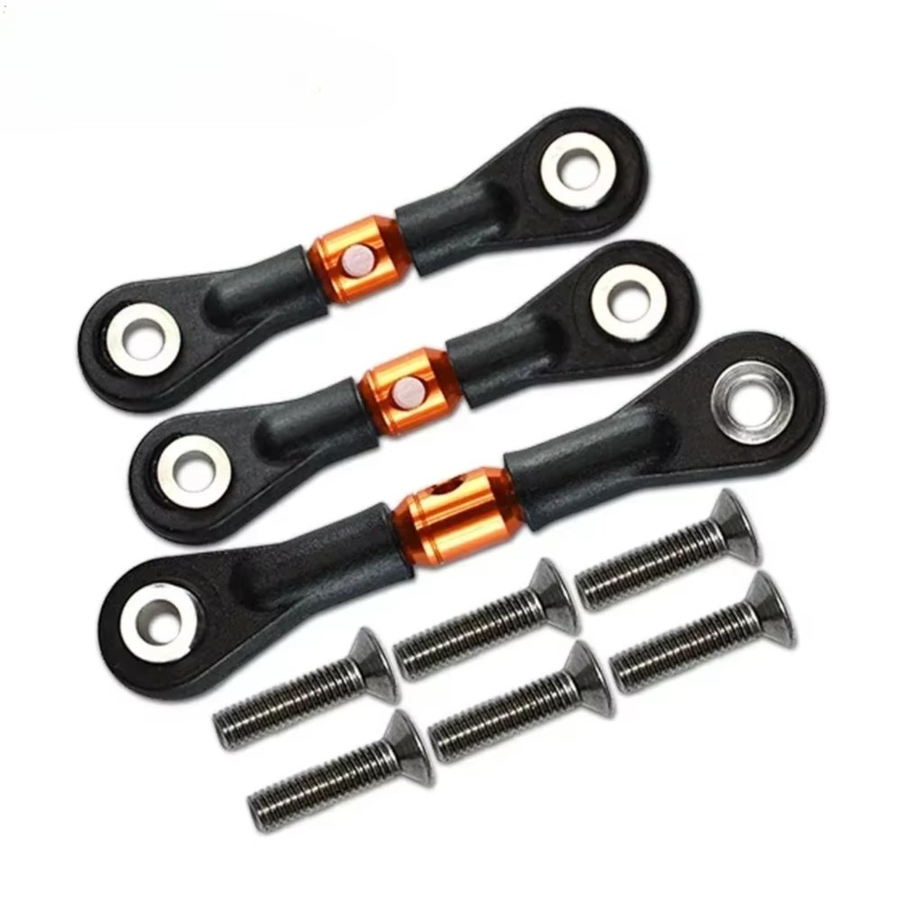 QTUONVD RC Upgrade Parts for Tamiya for TT-02 TT-02T 1/10 RC Car Upgrade Parts Accessories 3Pcs Steering Link Rod Black Red Light Grey Green Blue Orange for Silver(Orange)