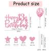 11 Pcs Happy 13th Birthday Cake Topper Set Pink Glitter Cake Decor Hearts Stars Balloons Cake Decorations for Girls Birthday Party Supplies view 2