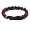8 Mm Natural Stone Round Beads Coconut Wood Flake Bracelets Lava Stone Wooden Bead Male Bracelet Men,African Stone,21cm view 3