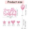 11 Pcs Happy 18th Birthday Cake Topper Stars Hearts Balloon Cake Decor Pink Glitter Cake Decorations for Girls Birthday Party Supplies view 2
