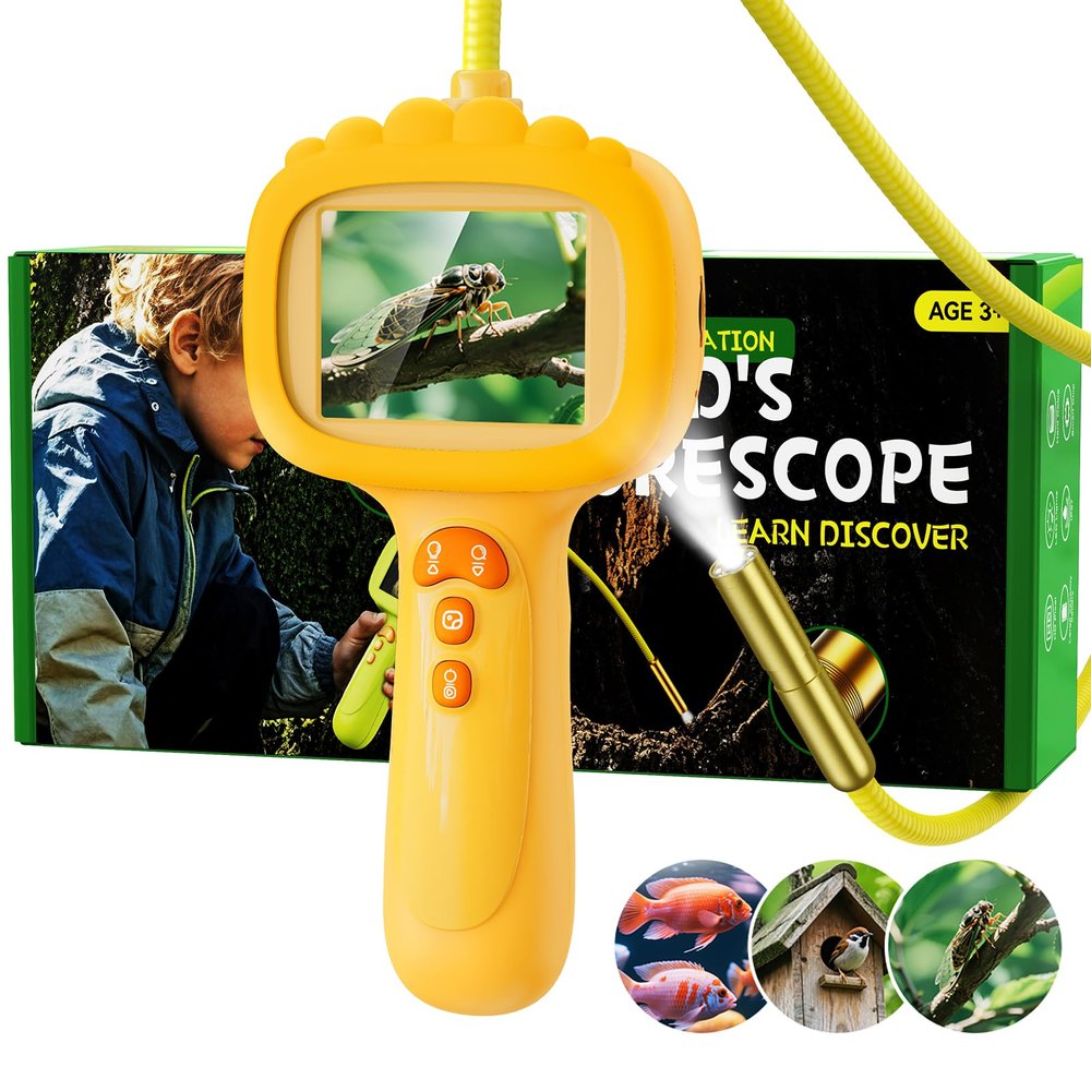 Borescope Snake Camera with Light for Kids, Outdoor Educational STEM Toys, Science Gifts for 5 Year Old Boy, Camping Nature Activities, Best Birthday Gift for Boys, Girls Ages 4,5,6,7,8,9,10(Orange)