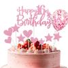 11 Pcs Happy 16th Birthday Cake Topper Set Pink Glitter Stars Heart Balloon Cake Decor for Girls 16th Birthday Party Cake Decorations Supplies view 1