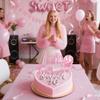 11 Pcs Happy 16th Birthday Cake Topper Set Pink Glitter Stars Heart Balloon Cake Decor for Girls 16th Birthday Party Cake Decorations Supplies view 4