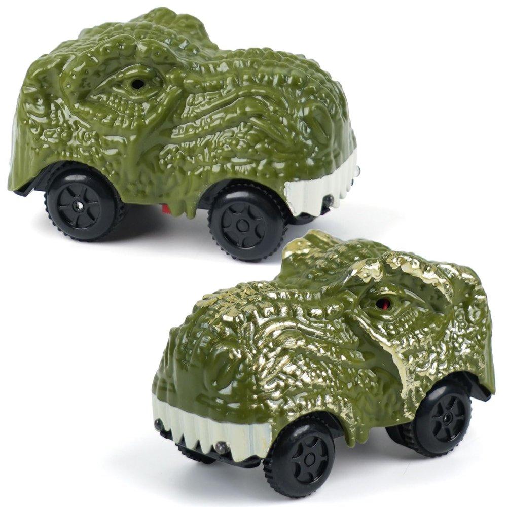 GIAT Dinosaur Track Car Accessories - Birthday Gifts for 3 4 5 6 7 Year Old Boys - 2 Pack LED Light Up Car Toy for Kids Ages 3-5 5-7, Compatible with Most Tracks