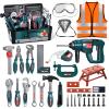 Deejoy Tool Set with Tool Box & Electronic Toy Drill, Pretend Play Kids Construction Kits for Kids Ages 3-5 Years Old, Toddler Boy Toys (Green) view 1