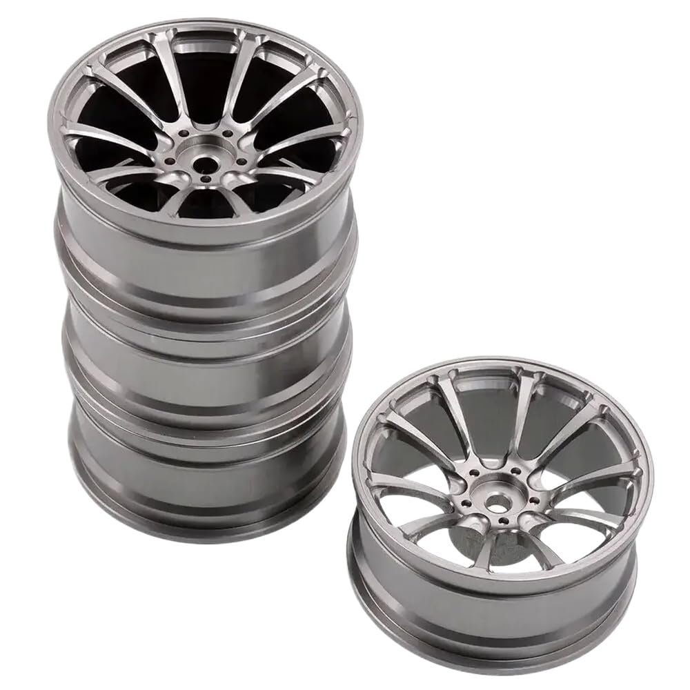 1/10 Onroad Drift RC Car Aluminum Wheels Compatible with TT01 TT02 and Sprint2 Models(Gray 4pcs)
