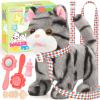 CatchCute Plush Cat Toys for Kids with Leash, Interactive Plush Kitty Can Walk,Meow, and Wag Tail, Realistic Toys Pet Christmas Birthday Gifts for Boys and Girls view 1