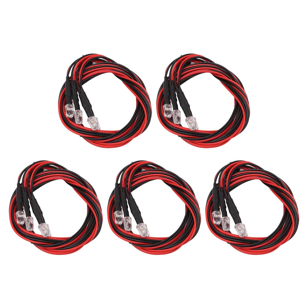 4 LED RC Car Light, Stable Power 2 White 2 Red 5mm LED Lighting Kit for RC Enthusiasts Racing Off-Road Hobbies