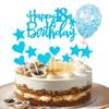 11Pcs Blue Happy 18th Birthday Cake Topper Glitter 18th Cake Decoration Sweet 18 Party Cake Decor with Balloon Hearts Stars for Boys Girls view 1